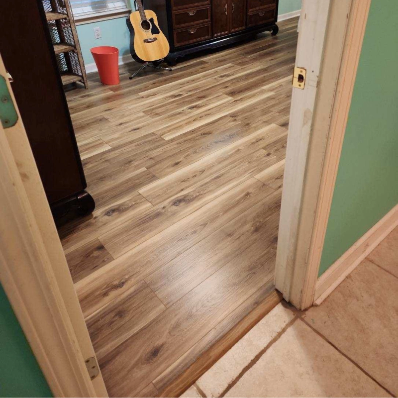 a view of a newly installed wood flooring
